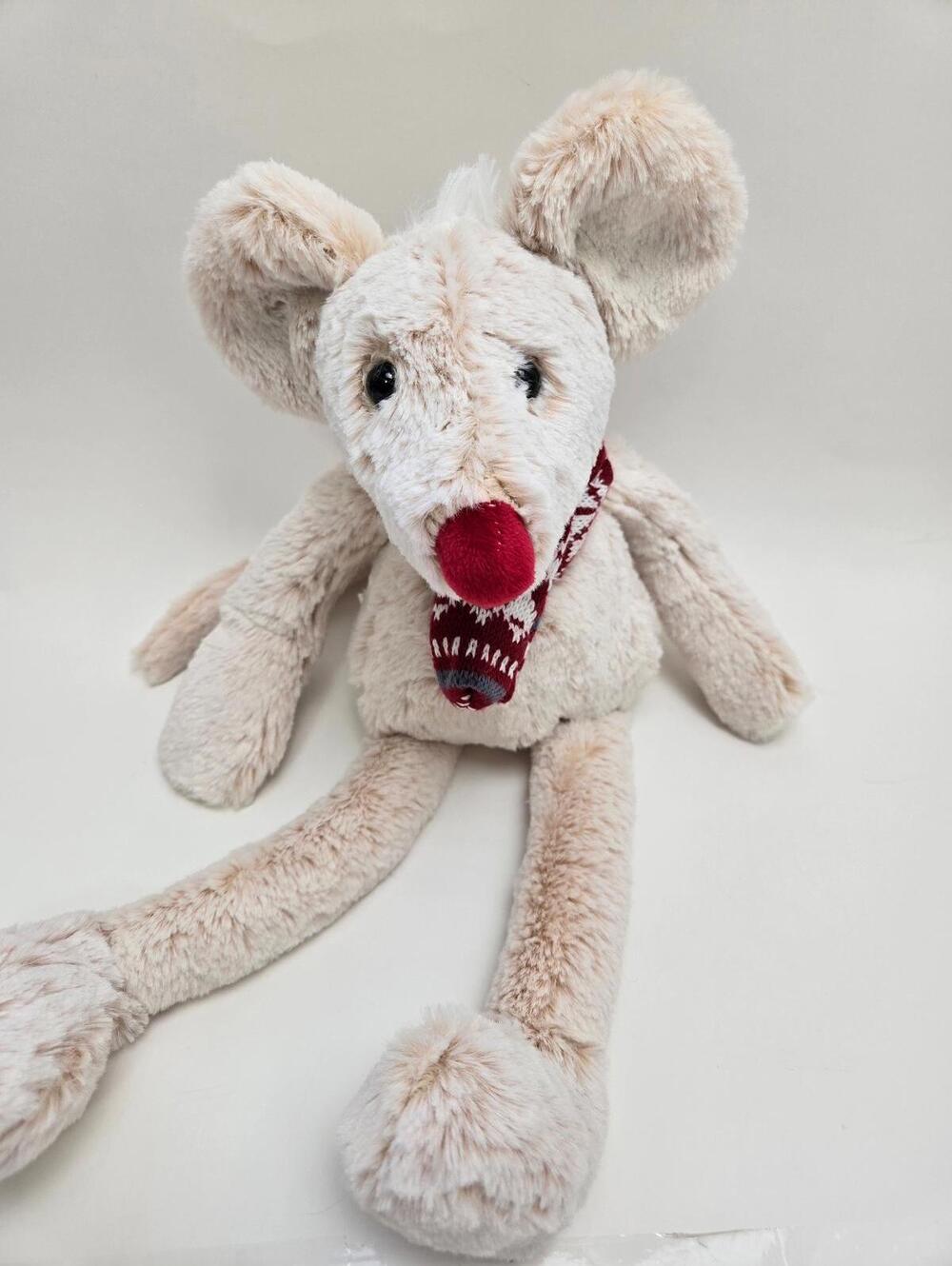 Enesco Mouse Plush Wearing Scarf, Vintage Collectible Mouse (12 inch)